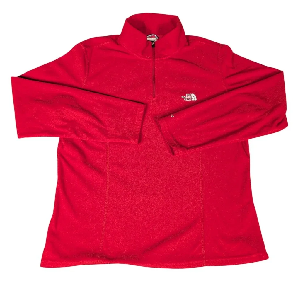 The North Face TKA 100 Fleece Quarter Zip Pullover Red Womens XL Jacket